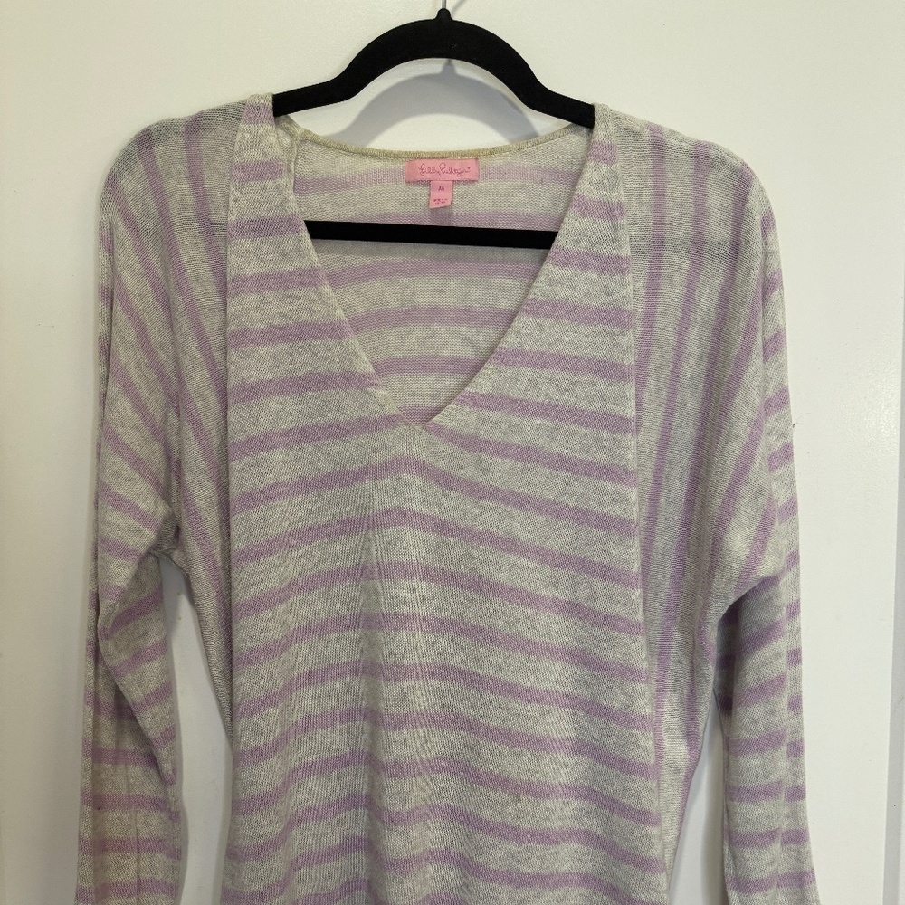 Lilly Pulitzer Lavender & Cream Striped Sweater - Size M